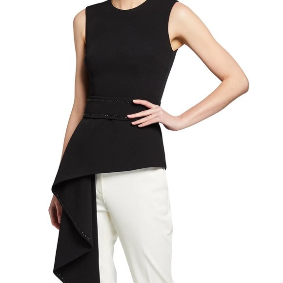 SAFIYAA Corida asymmetric crystal-embellished stretch-crepe top - Picture 1 of 3